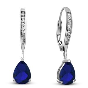 Genevive Silver Plated CZ Drop Earrings
